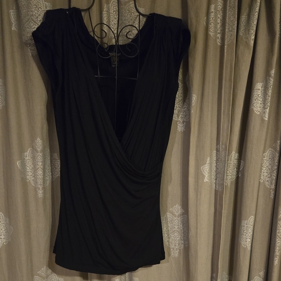 White House Black Market Tops - White House Black Market Draped Black Blouse